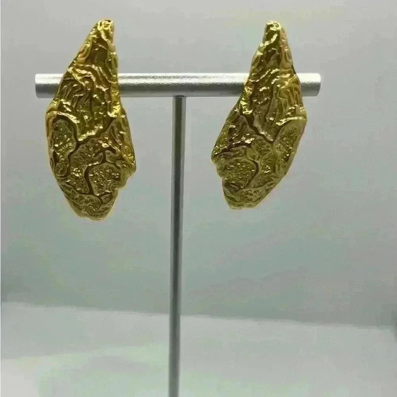 Women’s gold statement earrings stainless  steel - Picture 3 of 6